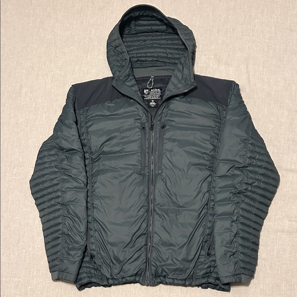 Men's KÜHL Spyfire Forest Green Down Hooded Jacket
